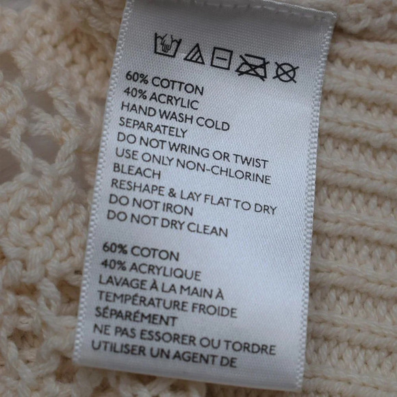 Urban Outfitters Crochet Cardigan Sz S Longline Neutral Boho Fairy Minimalist - Picture 9 of 13